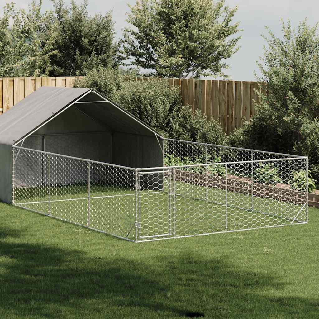 vidaXL Niche d'extérieur pour chien enclos 7x3x1,9 m acier galvanisé