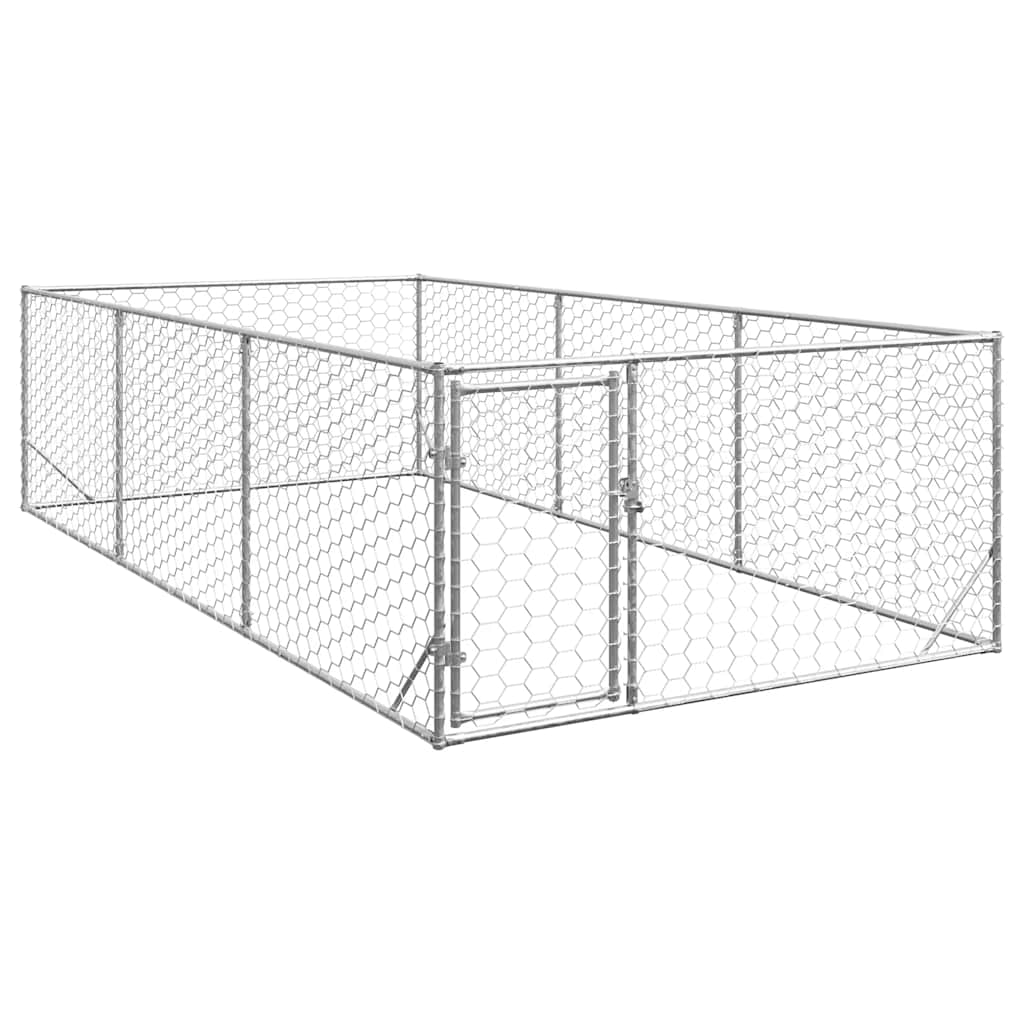 vidaXL Niche d'extérieur pour chien avec porte, 2 x 4 x 1 m, acier galvanisé