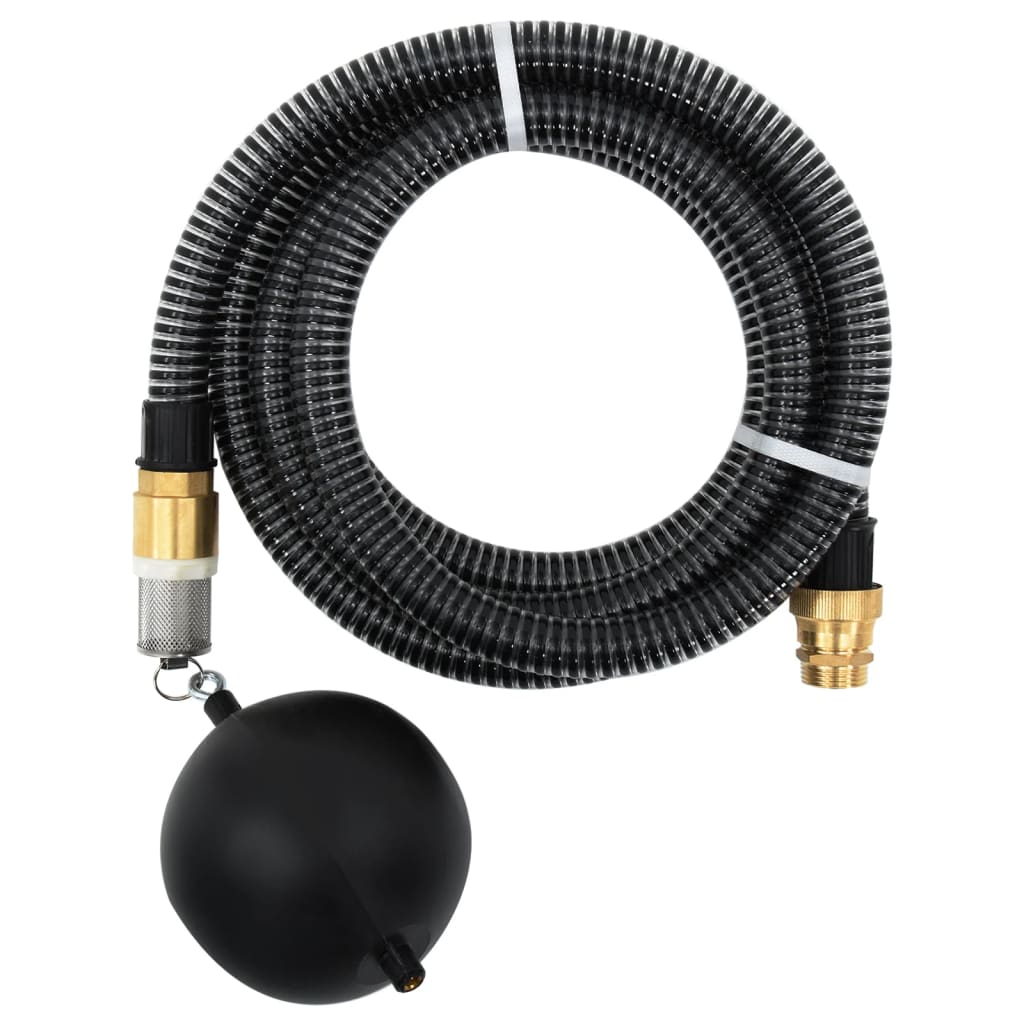 vidaXL Tuyau d'aspiration avec raccords en laiton noir 1,1" 7 m PVC