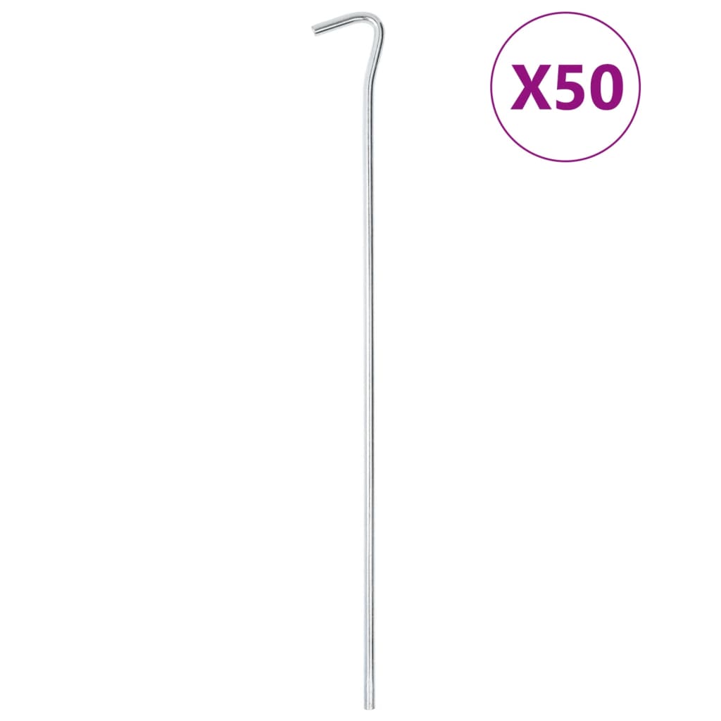 vidaXL Piquets de tente 50 pcs 30 cm Ø7 mm acier galvanisé