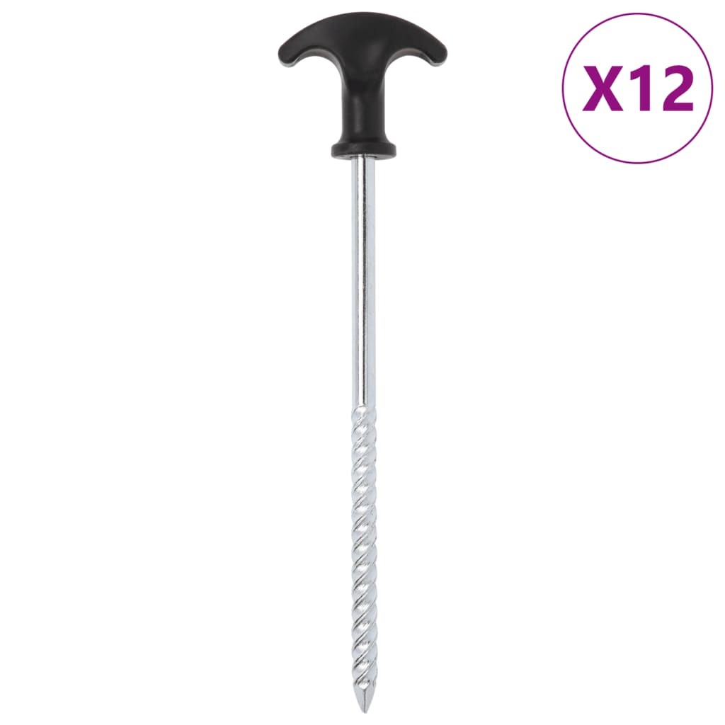 vidaXL Piquets de tente 12 pcs 20 cm Ø7 mm acier galvanisé