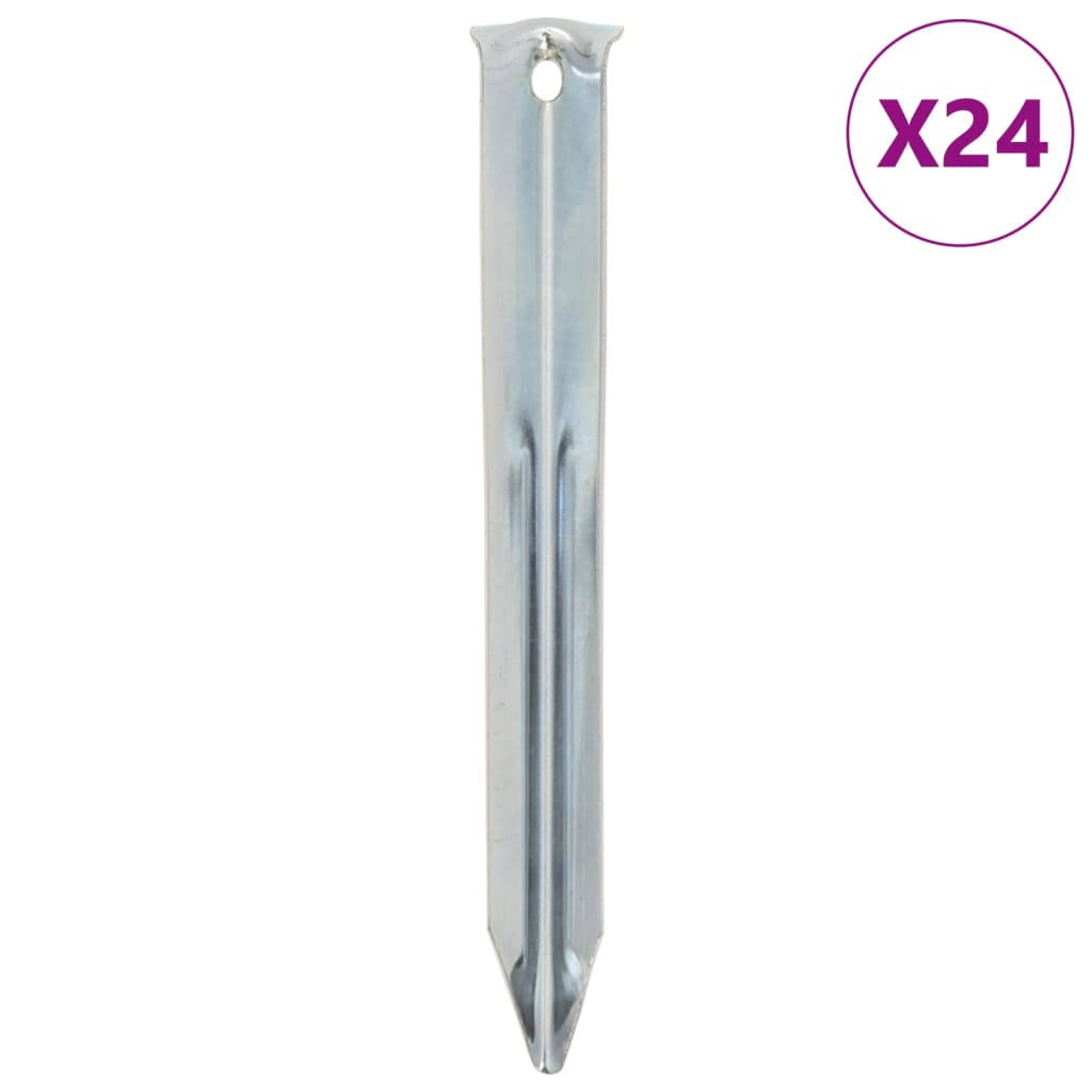 vidaXL Piquets de tente 24 pcs 17 cm Ø20 mm acier galvanisé