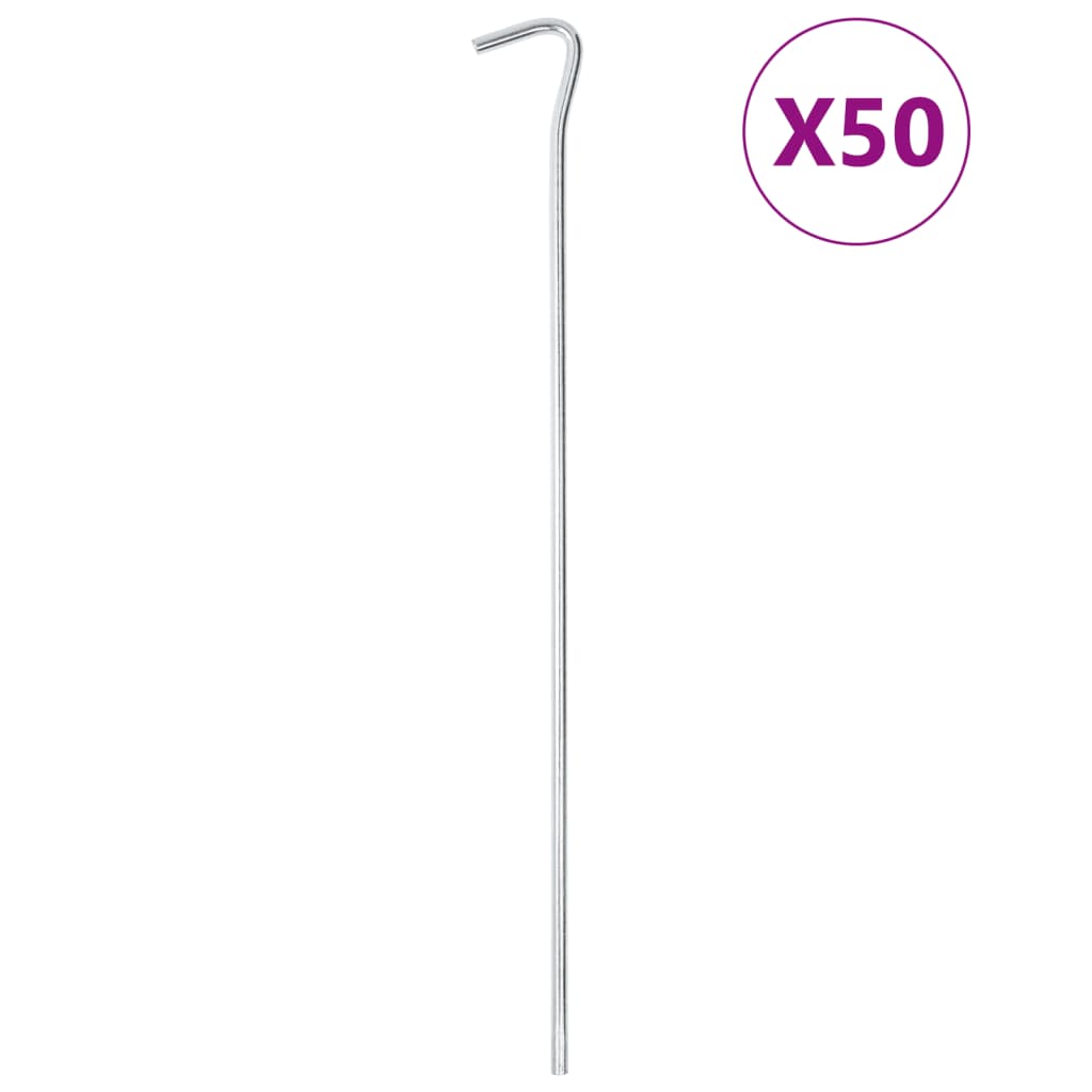 vidaXL Piquets de tente 50 pcs 30 cm Ø5 mm acier galvanisé