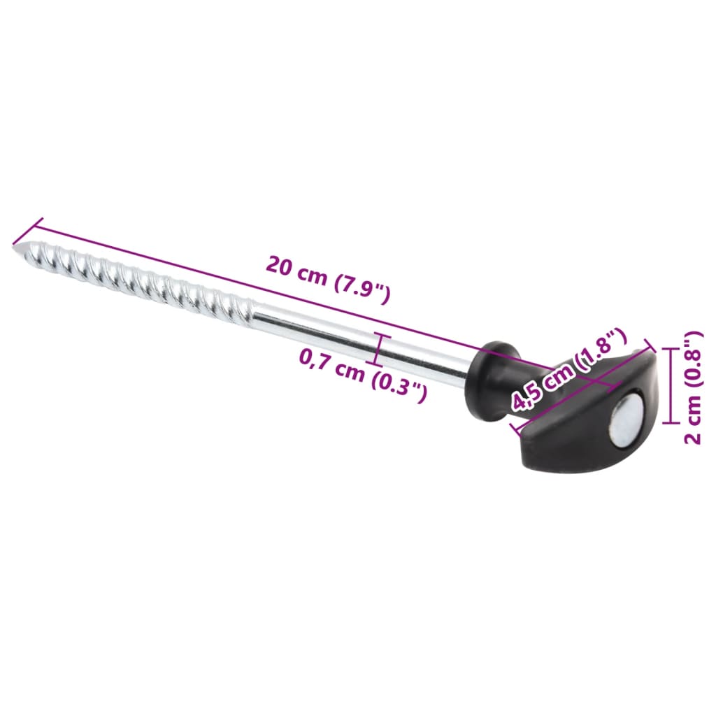 vidaXL Piquets de tente 24 pcs 20 cm Ø7 mm acier galvanisé - Image 6