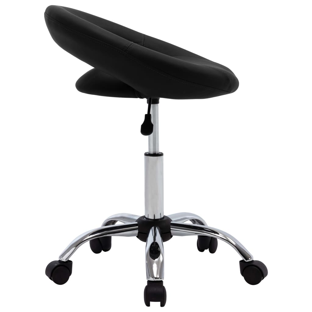 vidaXL Chaise de travail roulante Noir Similicuir - Image 3