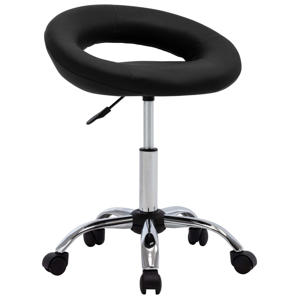 vidaXL Chaise de travail roulante Noir Similicuir