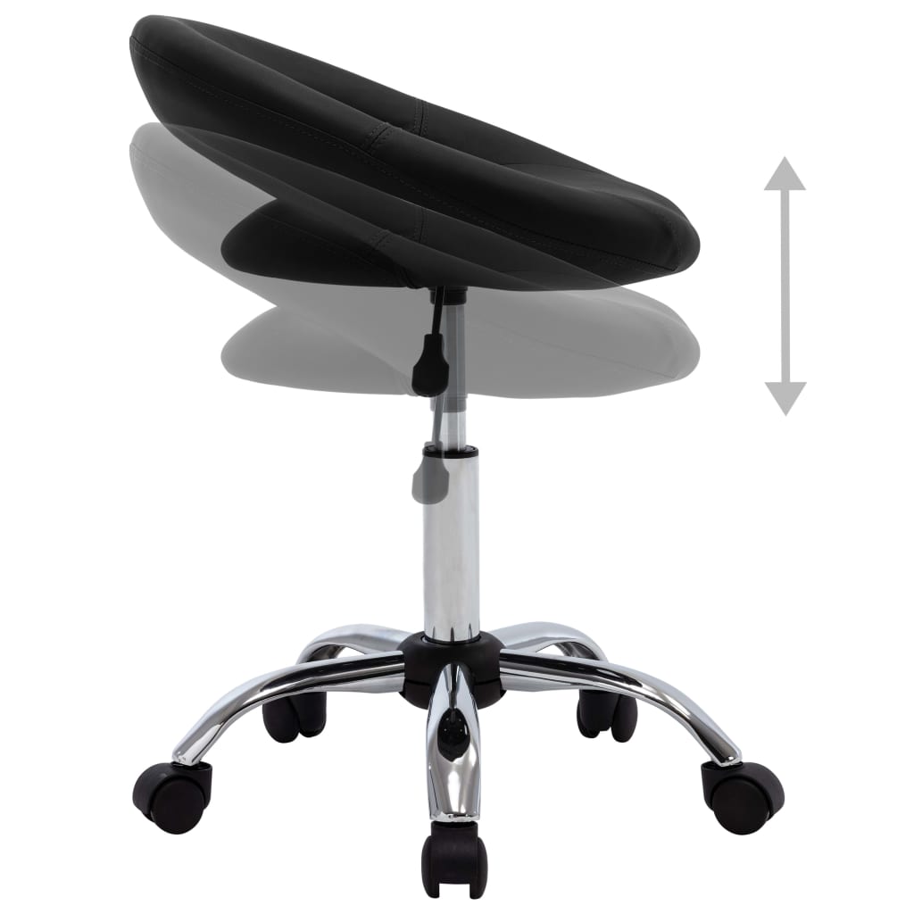vidaXL Chaise de travail roulante Noir Similicuir - Image 4