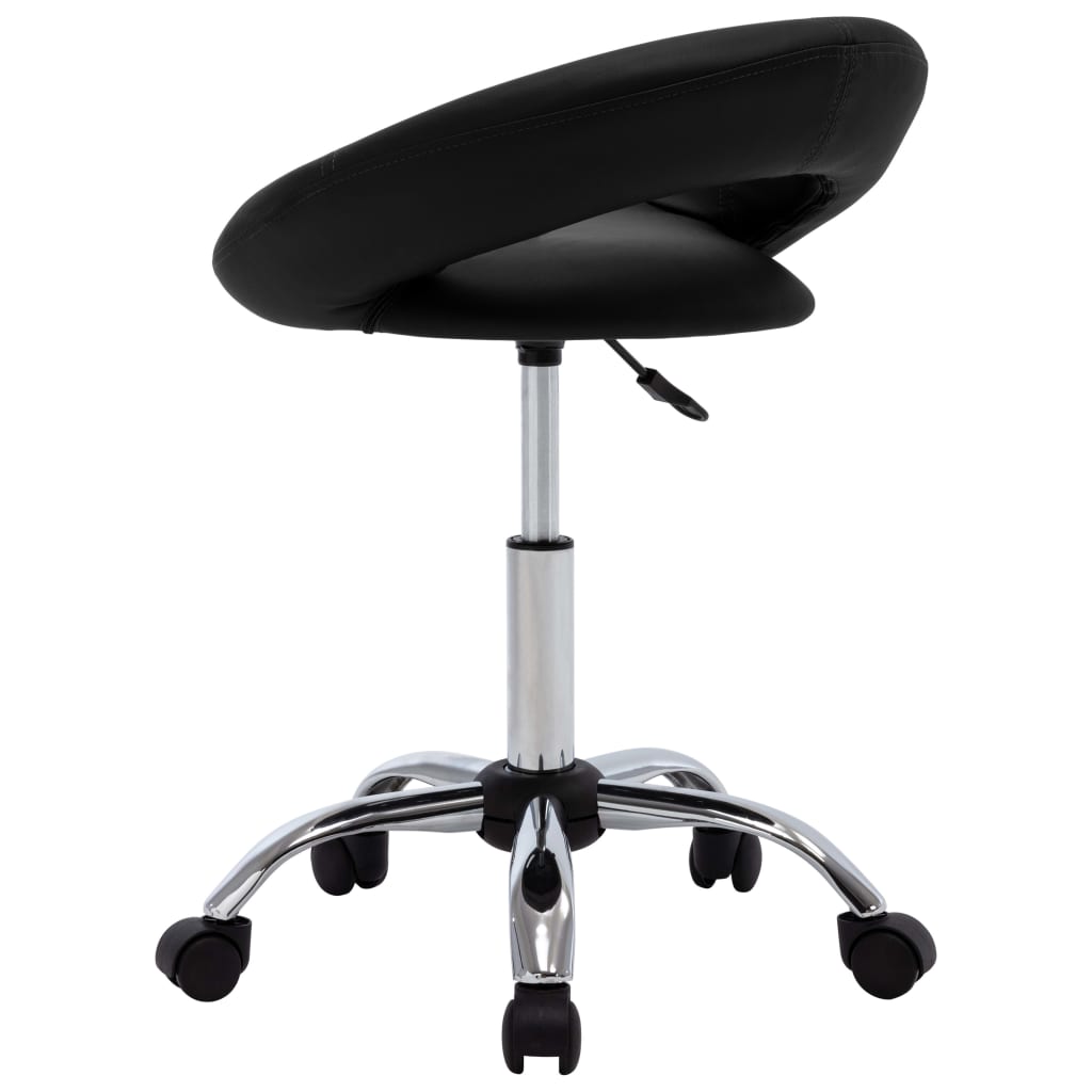 vidaXL Chaise de travail roulante Noir Similicuir - Image 5