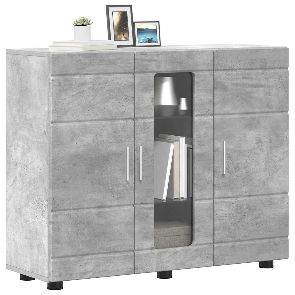 vidaXL Buffet Gris béton 55,5 x 29 x 100 cm Bois d'ingénierie - Image 3