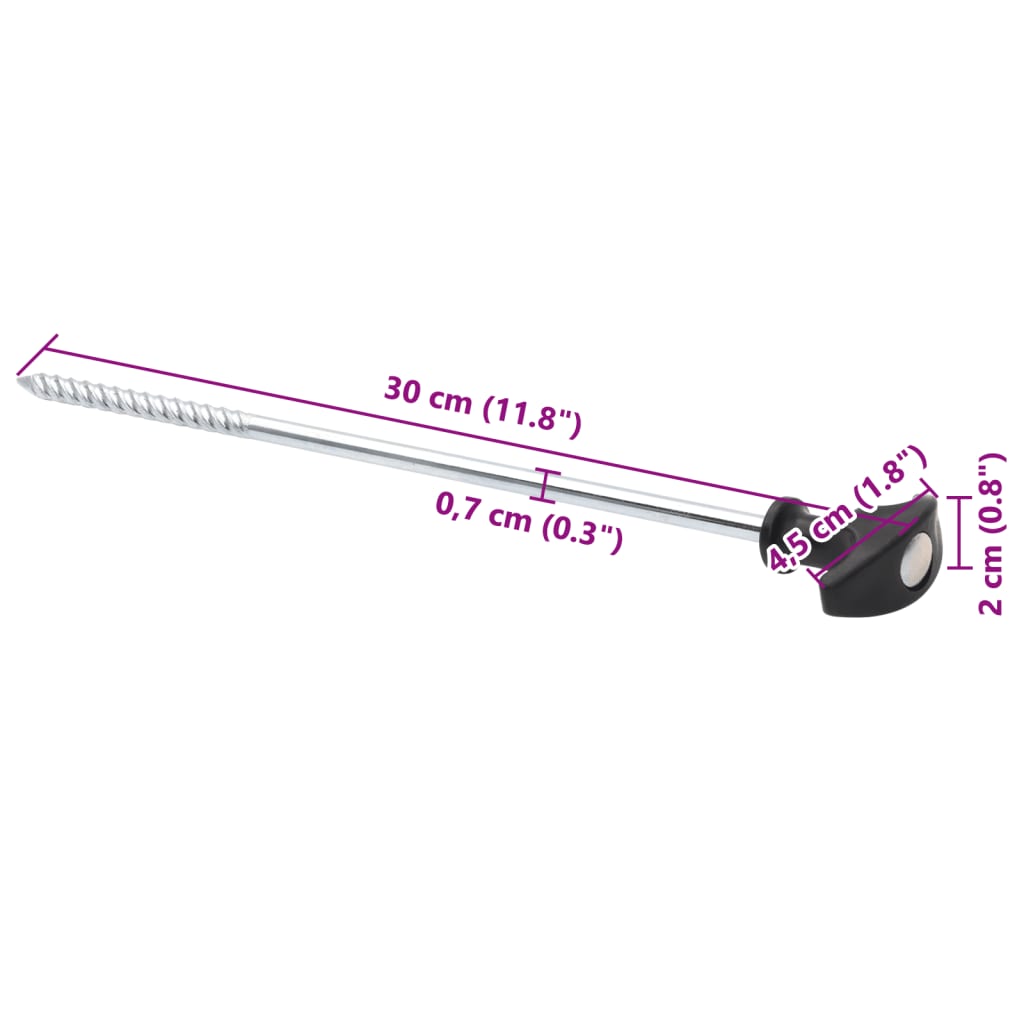 vidaXL Piquets de tente 24 pcs 30 cm Ø7 mm acier galvanisé - Image 6