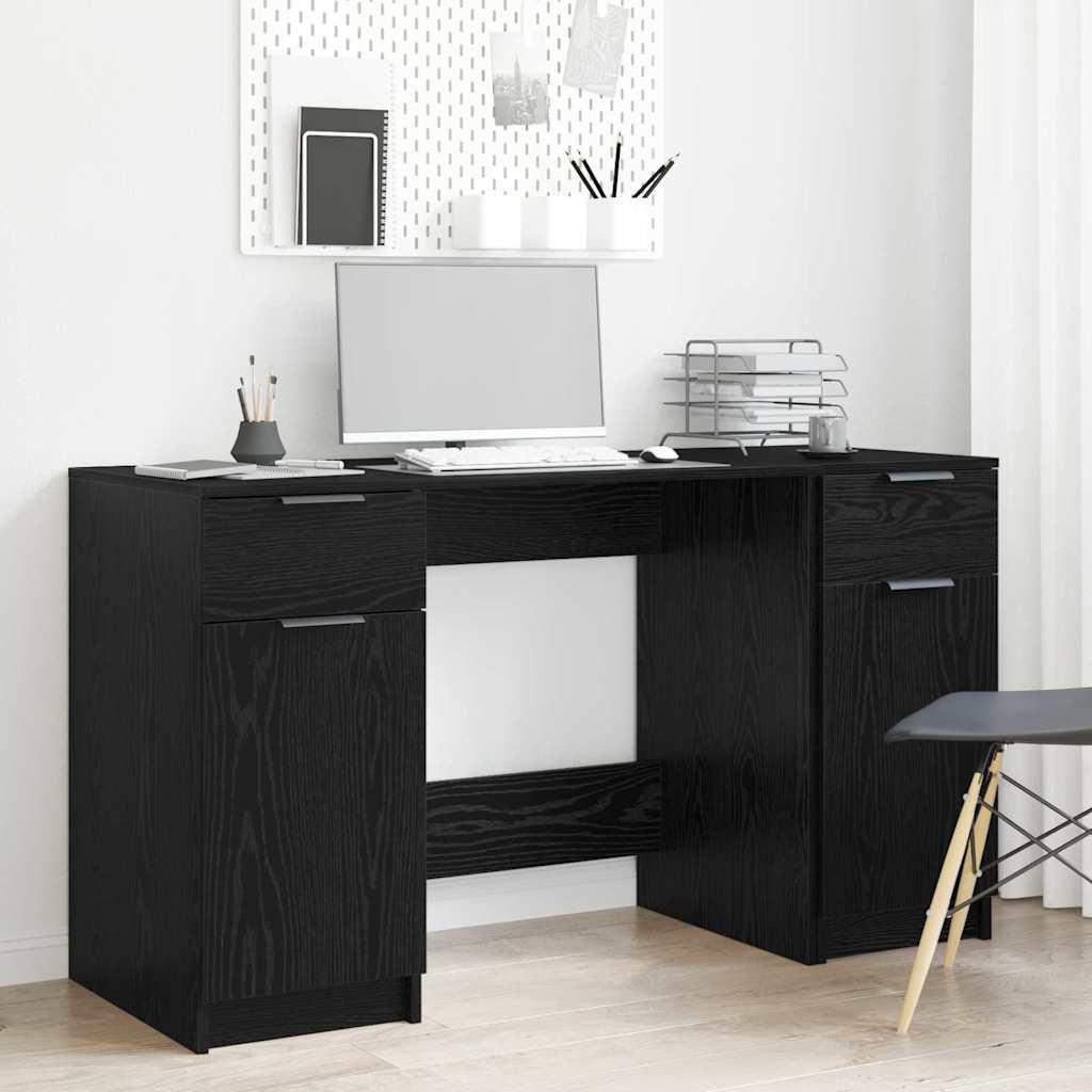 vidaXL Bureau avec porte Chêne noir 133 x 50 x 75 cm Bois d'ingénierie