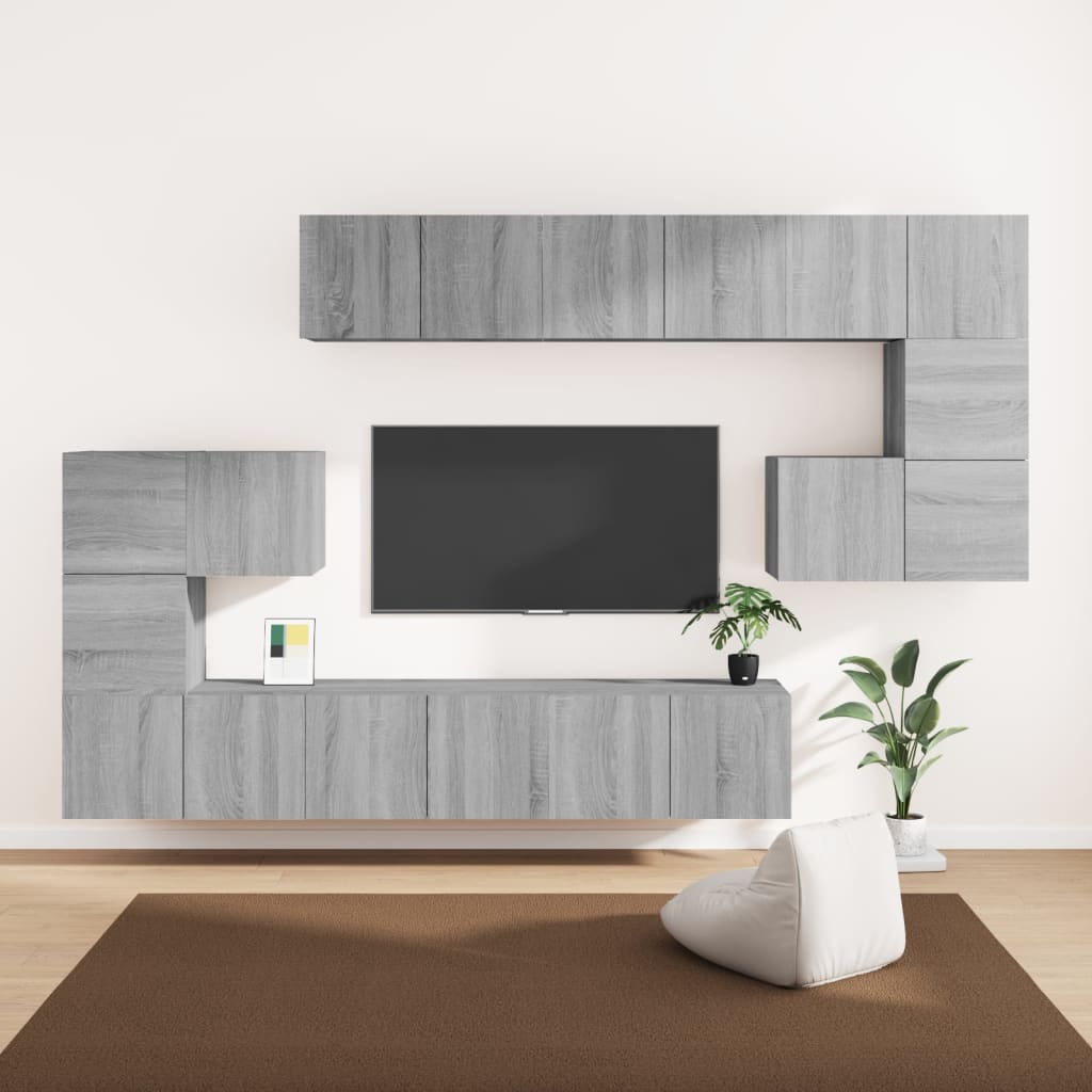 vidaXL Set de muebles para TV 10 pzas madera contrachapada gris Sonoma