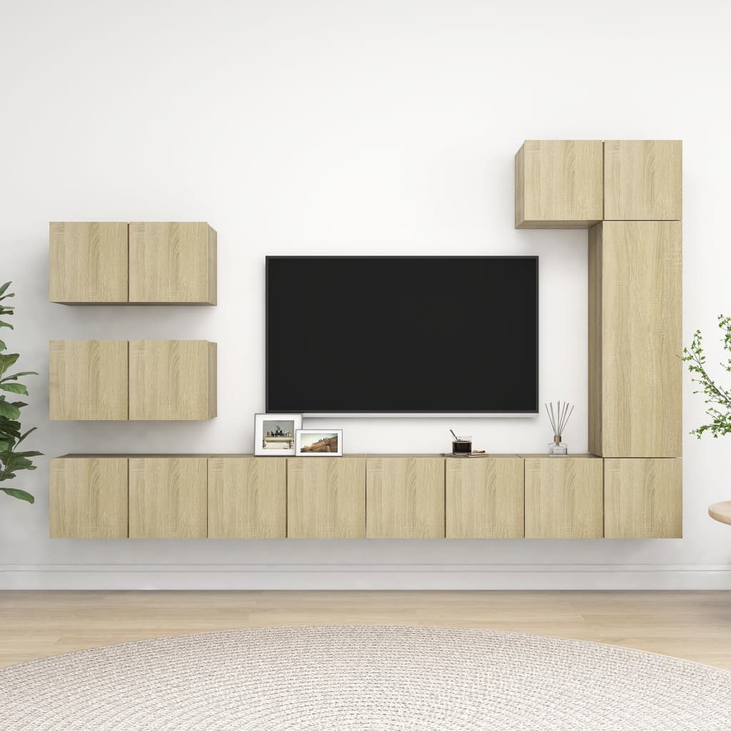 vidaXL Set de muebles salón TV 8 pzas madera ingeniería roble Sonoma