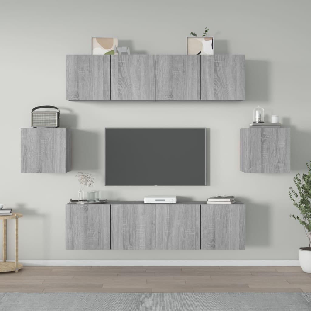 vidaXL Set de muebles para TV 6 pzas madera contrachapada gris Sonoma