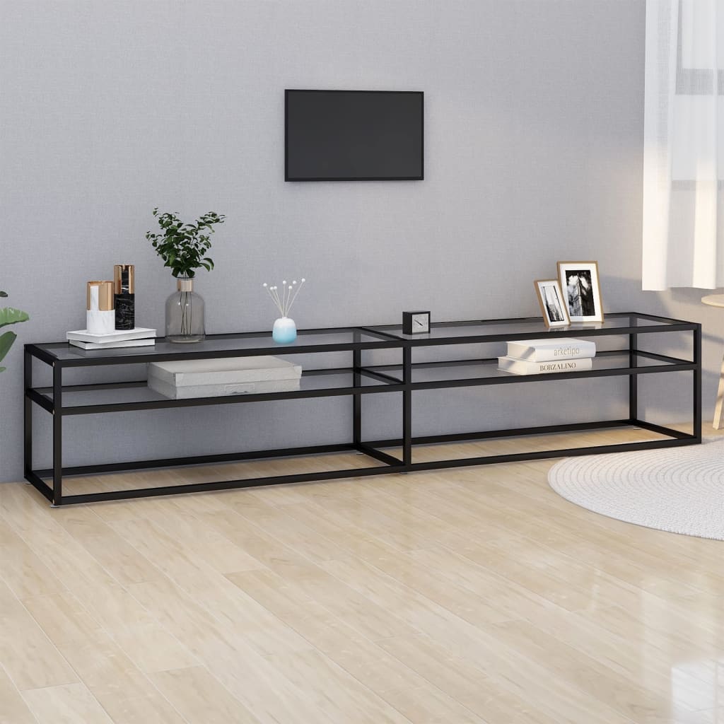 vidaXL Mueble para TV vidrio templado transparente 220x40x40,5 cm