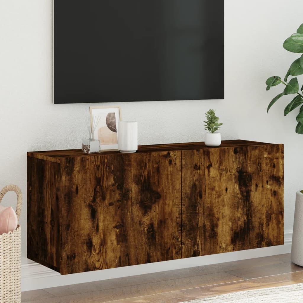 vidaXL Mueble para TV de pared roble ahumado 100x30x41 cm