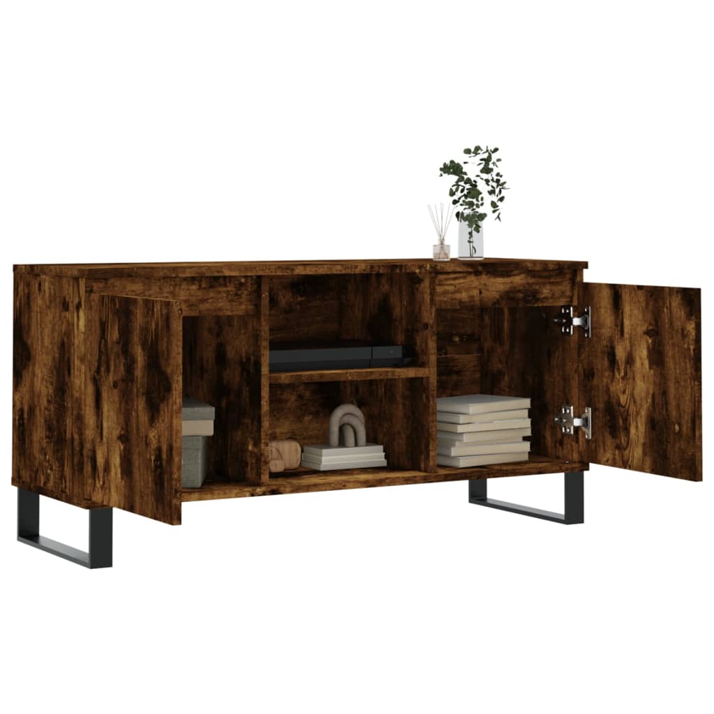 vidaXL Mueble de TV madera de ingeniería roble ahumado 104x35x50 cm - Image 4