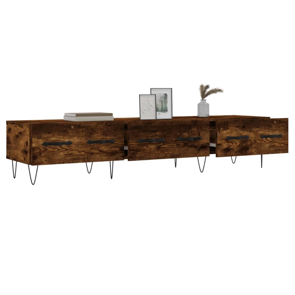 vidaXL Mueble de TV madera de ingeniería roble ahumado 150x36x30 cm - Image 4
