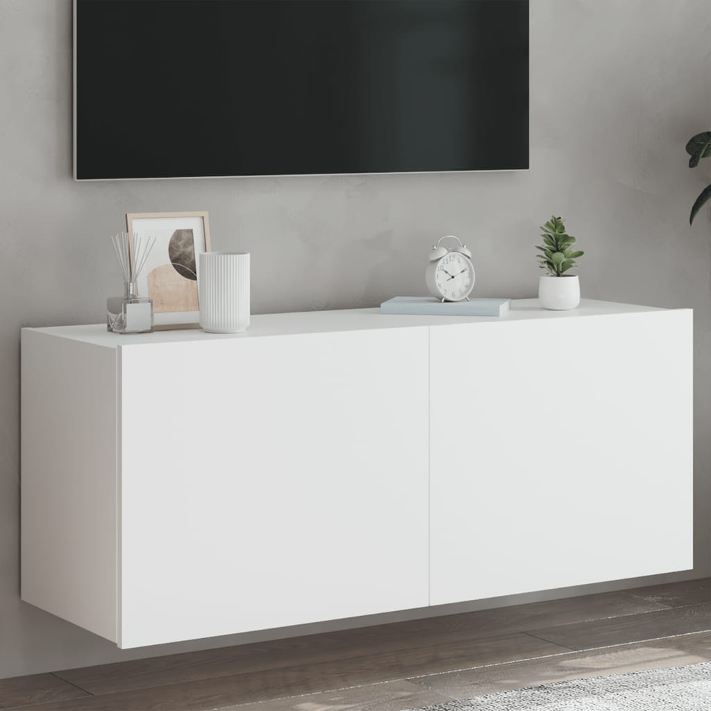 vidaXL Mueble de TV de pared con luces LED blanco 100x35x41 cm