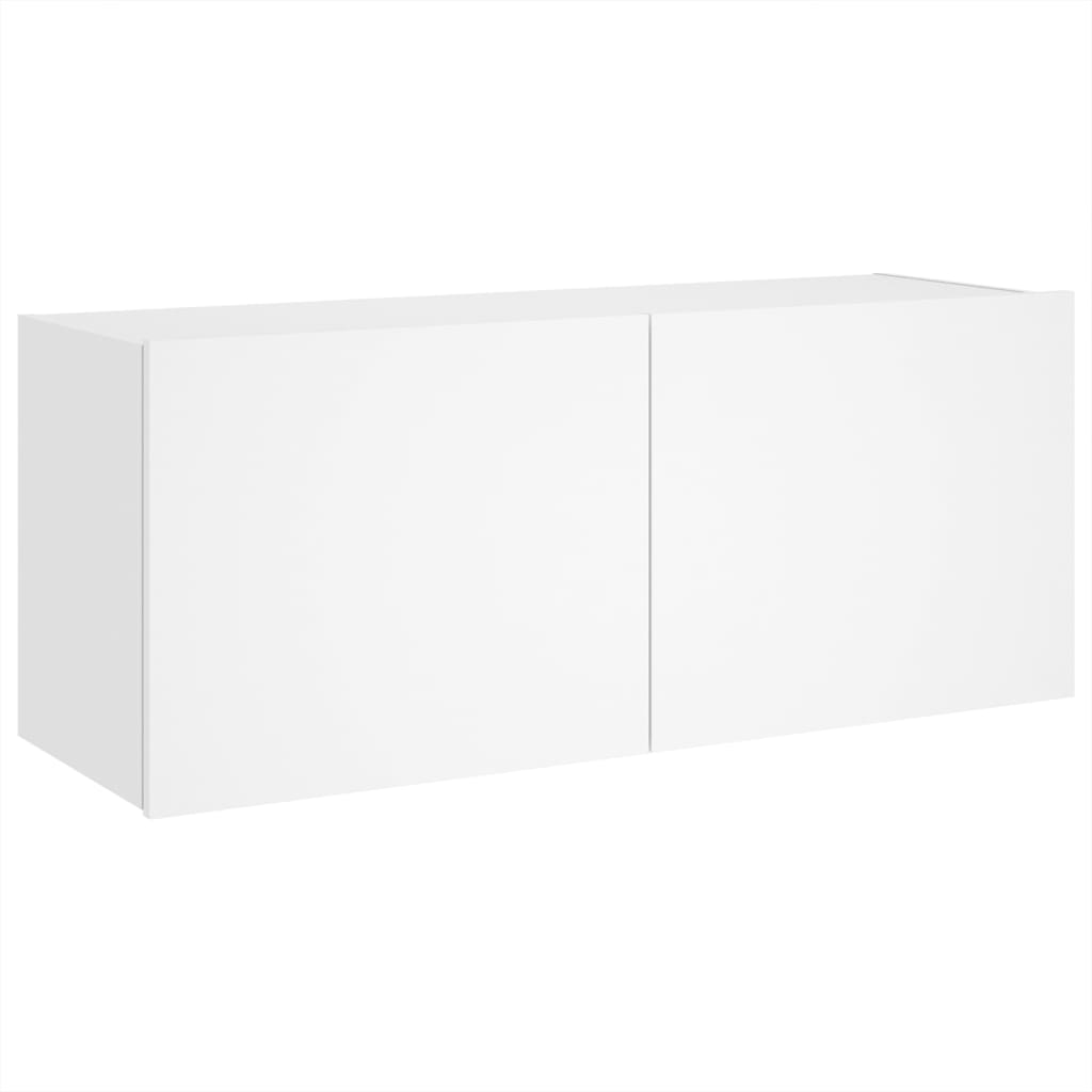 vidaXL Mueble de TV de pared con luces LED blanco 100x35x41 cm - Image 3