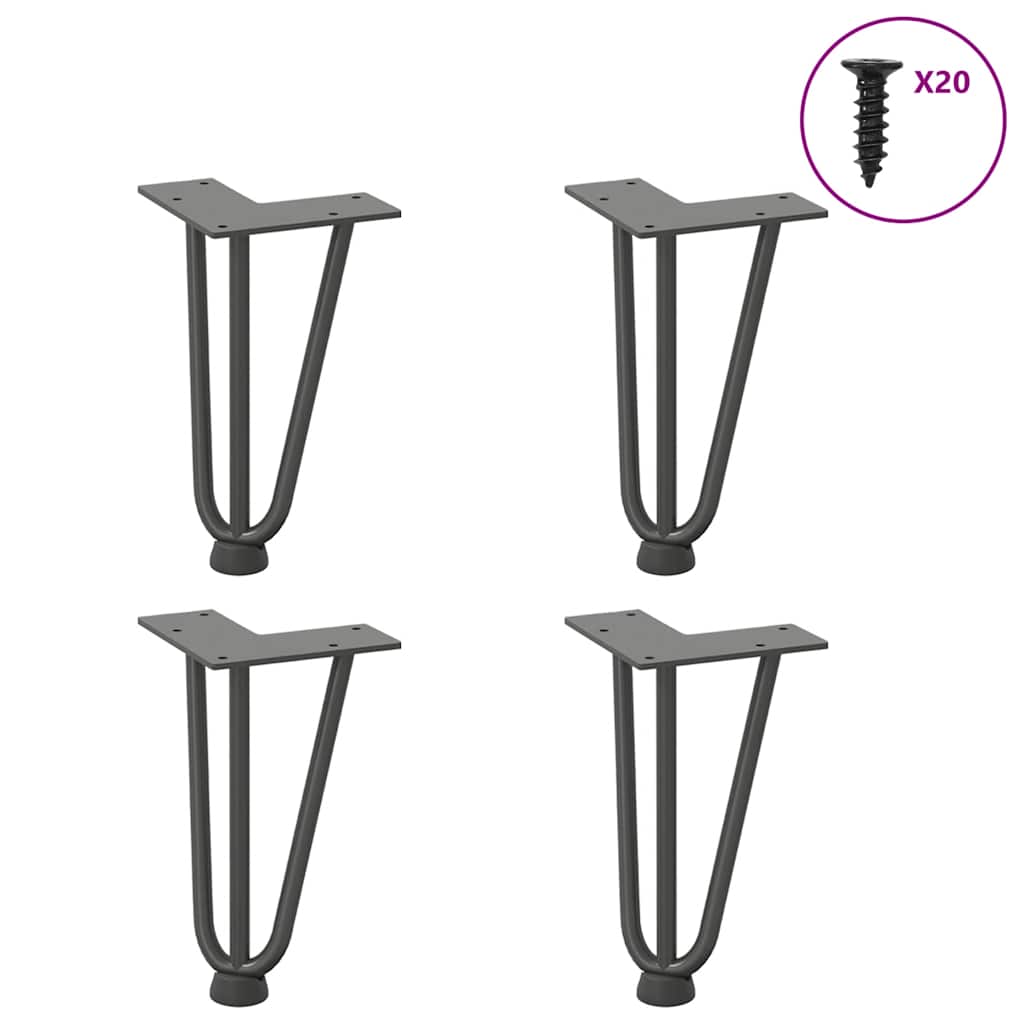 vidaXL Patas de horquilla para mesa de centro (4 unidades, antracita, 20 cm, acero macizo)