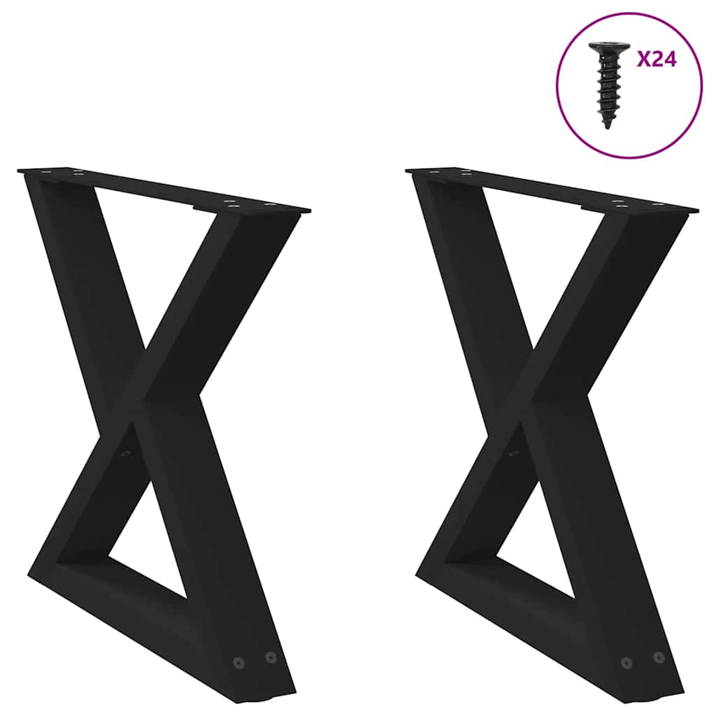 vidaXL Patas para mesa de centro (2 unidades), color negro, 50 x (42-43,3) cm, acero