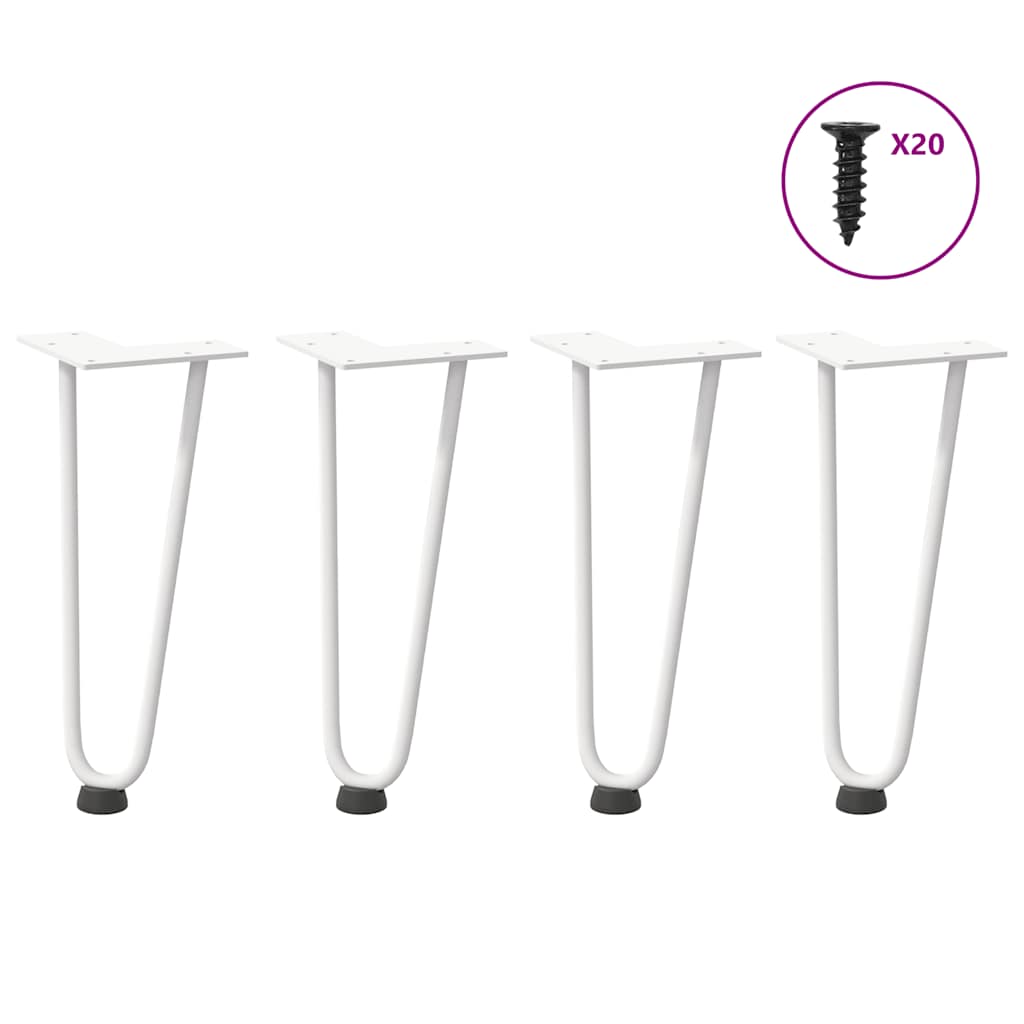 vidaXL Patas de horquilla para mesa de centro (4 unidades), color blanco, 30 cm, acero macizo