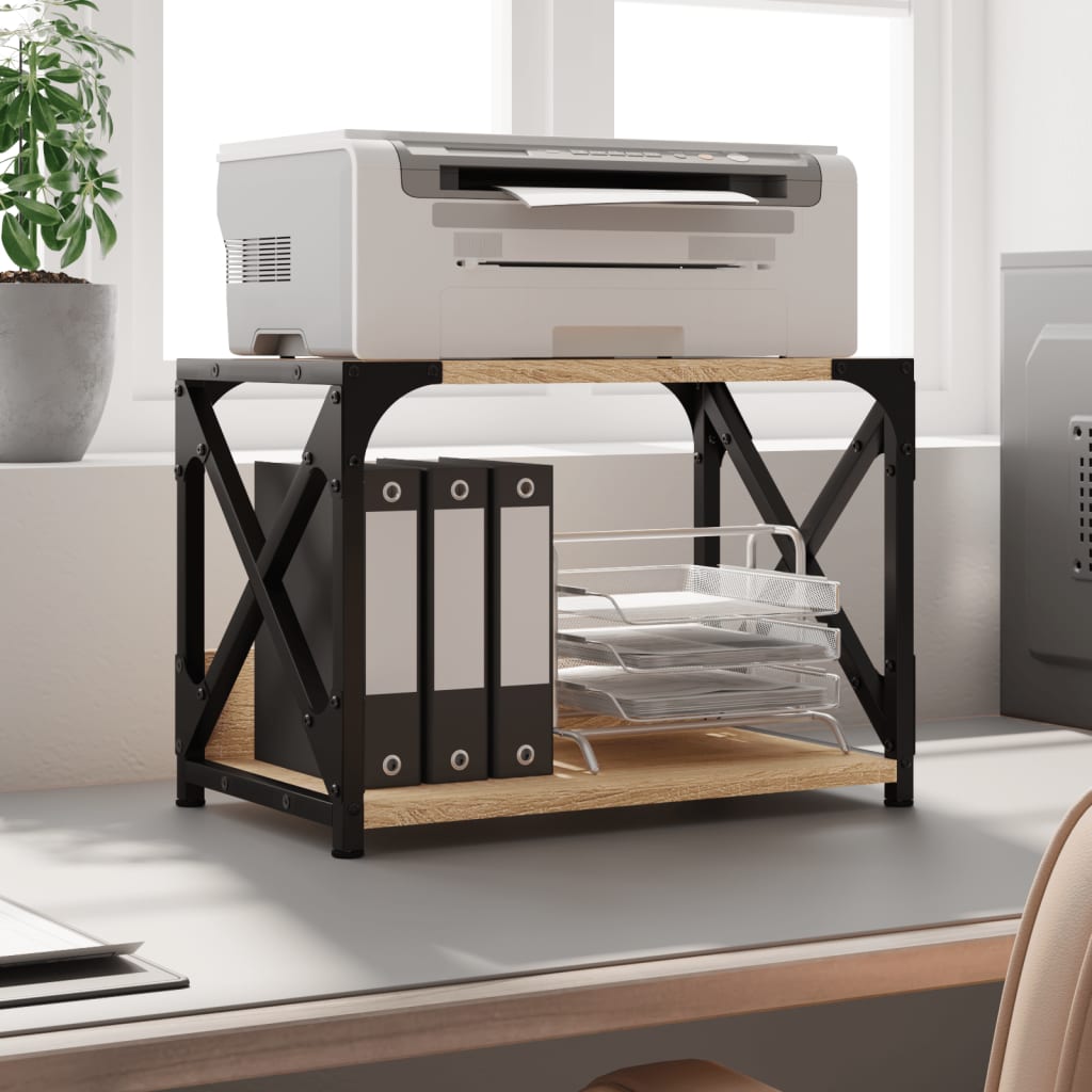 vidaXL Soporte de impresora 2 niveles roble Sonoma 44x26x31,5 cm
