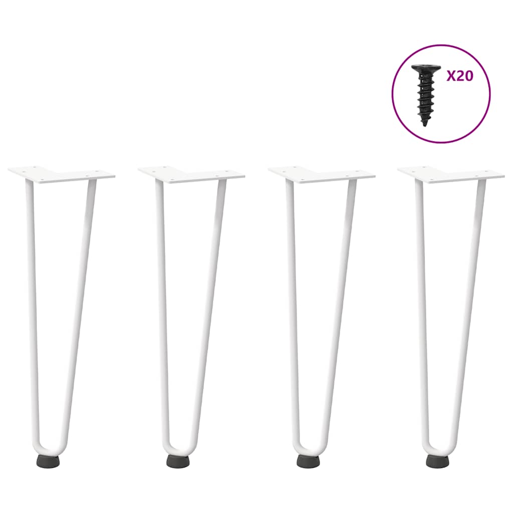 vidaXL Patas de horquilla para mesa de centro (4 unidades), color blanco, 42 cm, acero macizo