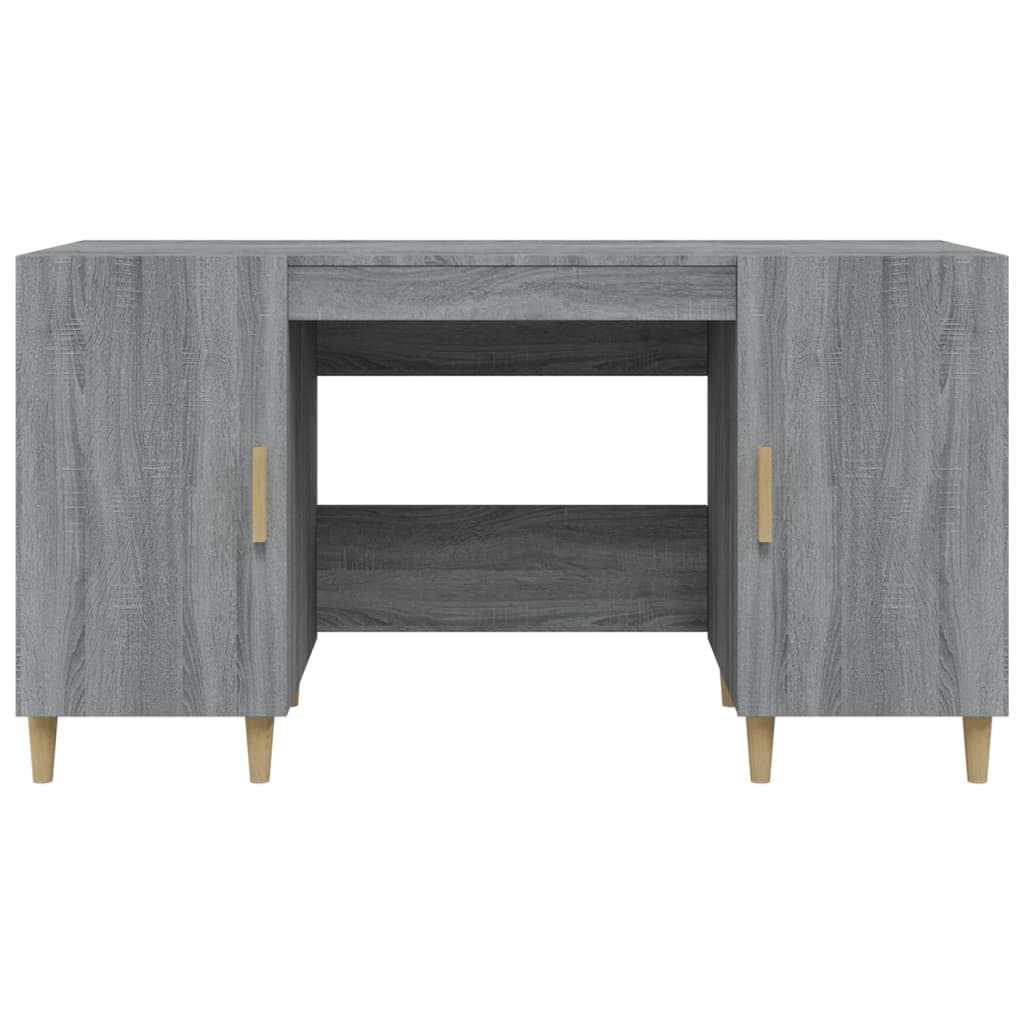 vidaXL Escritorio de madera contrachapada gris Sonoma 140x50x75 cm - Image 6