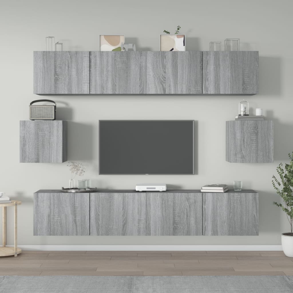 vidaXL Set de muebles para TV 6 pzas madera contrachapada gris Sonoma