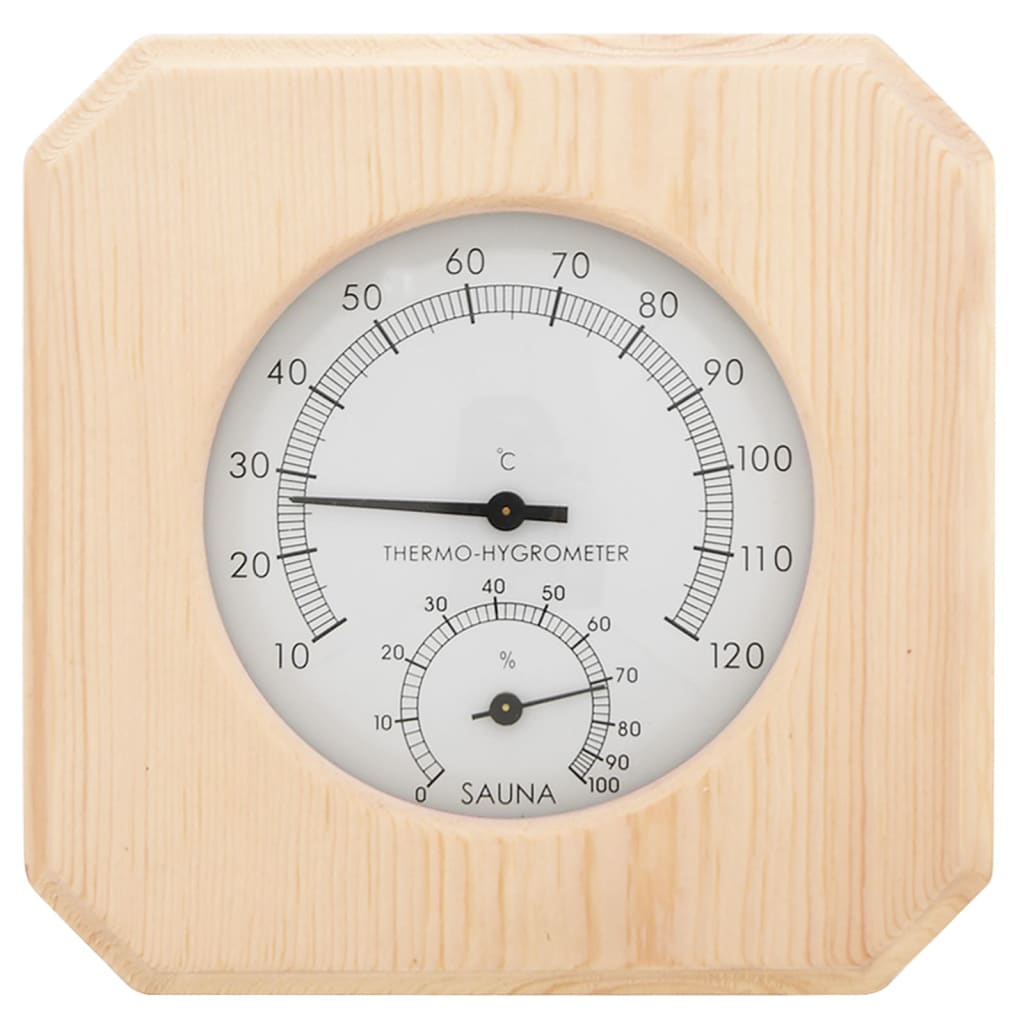 vidaXL 2-in-1 Sauna-Hygrothermograph und Sanduhr Set Massivholz Kiefer - Image 3