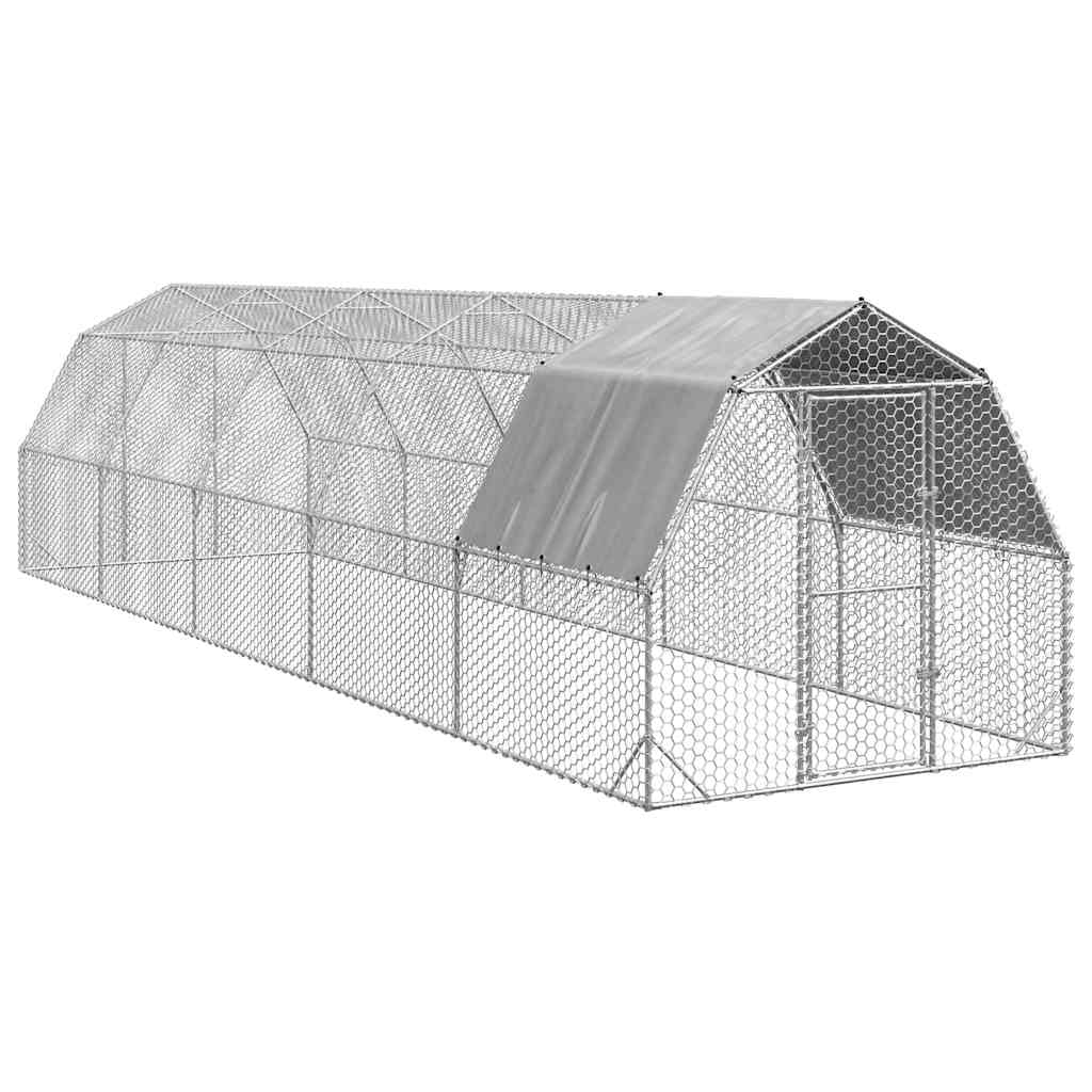 vidaXL Hühnerstall mit Dach 2,5x10x2,25 m Verzinkter Stahl