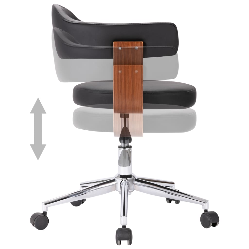 vidaXL Drehbarer Bürostuhl Schwarz Bugholz und Kunstleder - Image 3