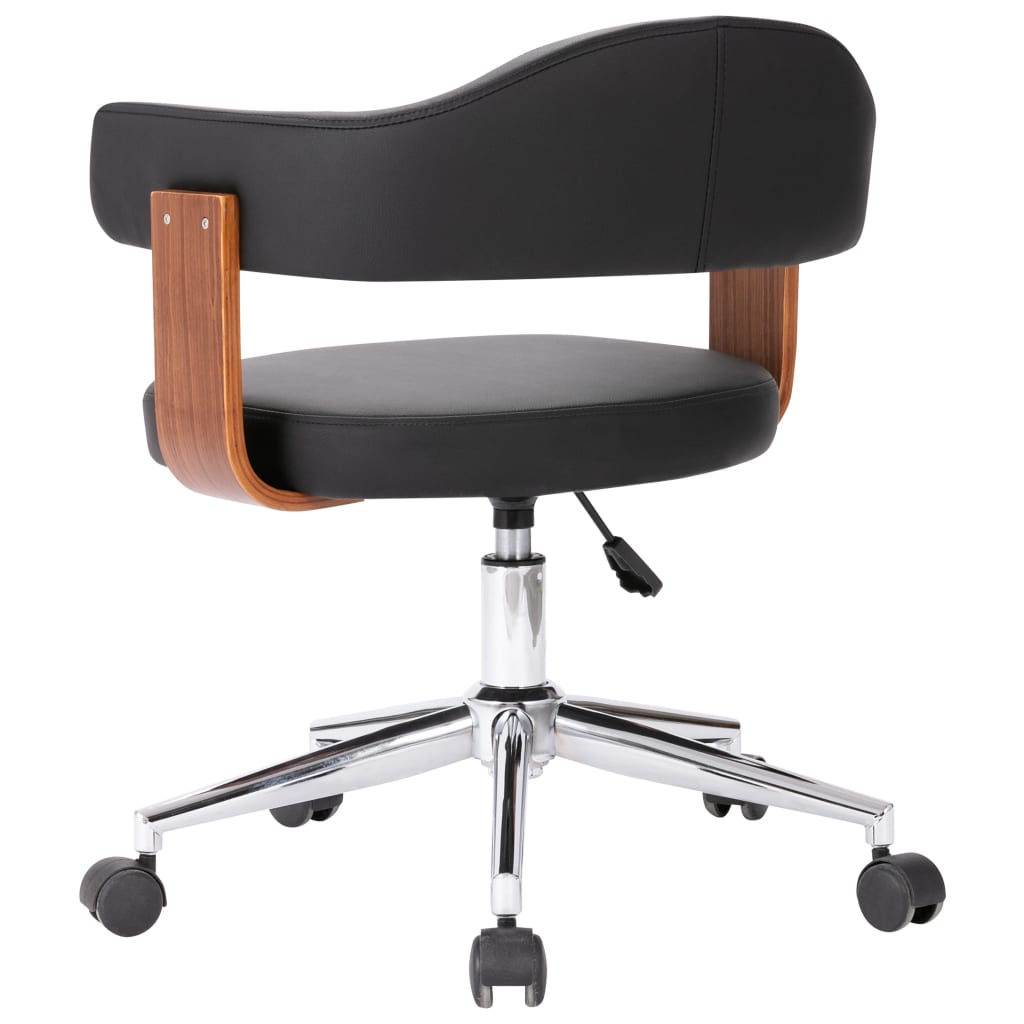 vidaXL Drehbarer Bürostuhl Schwarz Bugholz und Kunstleder - Image 4