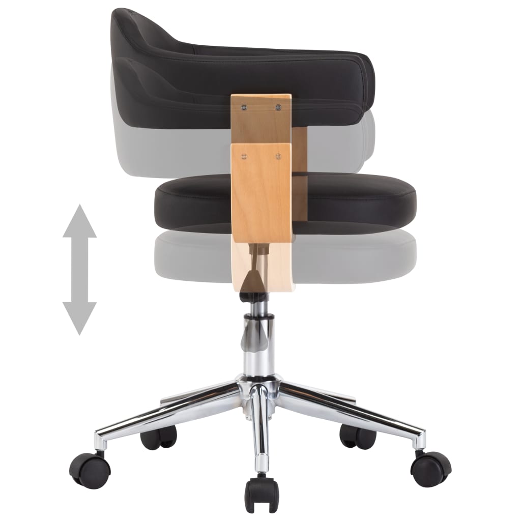 vidaXL Drehbarer Bürostuhl Schwarz Bugholz und Kunstleder - Image 4