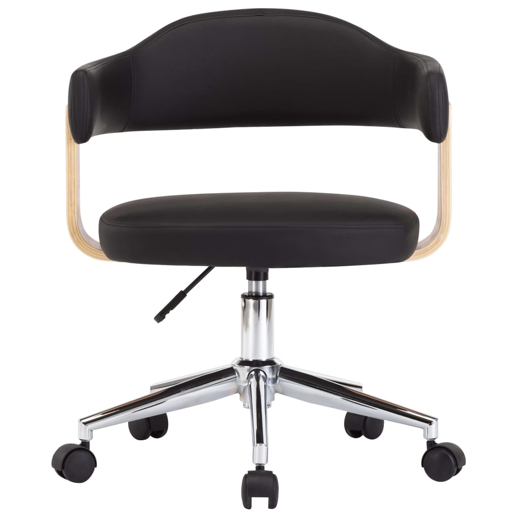 vidaXL Drehbarer Bürostuhl Schwarz Bugholz und Kunstleder - Image 3