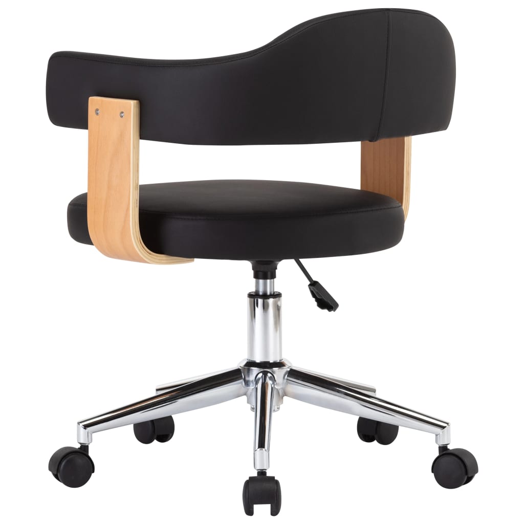 vidaXL Drehbarer Bürostuhl Schwarz Bugholz und Kunstleder - Image 5