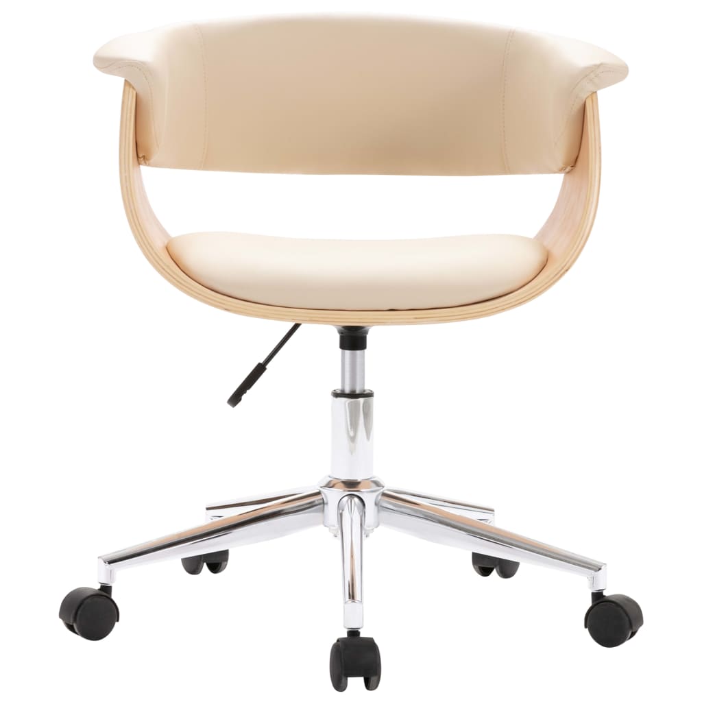 vidaXL Drehbarer Bürostuhl Creme Bugholz und Kunstleder - Image 3
