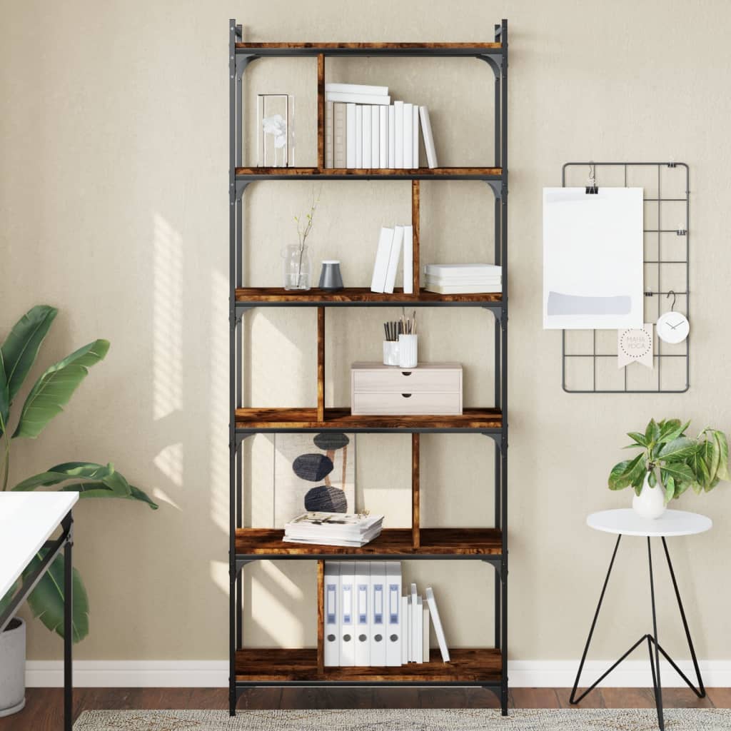 vidaXL Bücherregal 6 Böden Räuchereiche 76x32x192 cm Holzwerkstoff