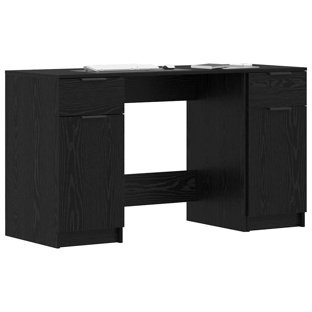 vidaXL Schreibtisch mit Speicher Schwarz Eichen-Optik 133 x 50 x 75 cm - Image 3
