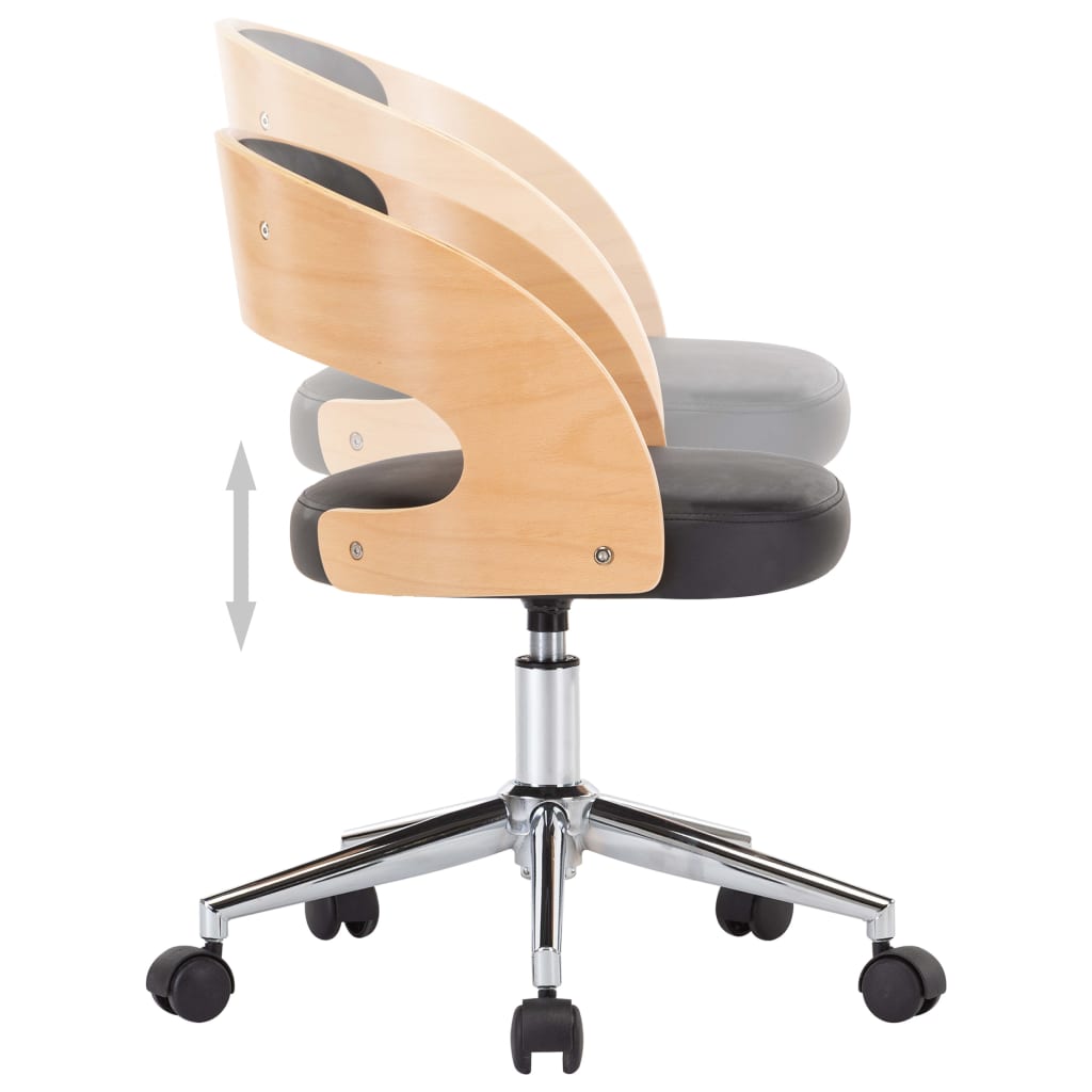 vidaXL Drehbarer Bürostuhl Schwarz Bugholz und Kunstleder - Image 6