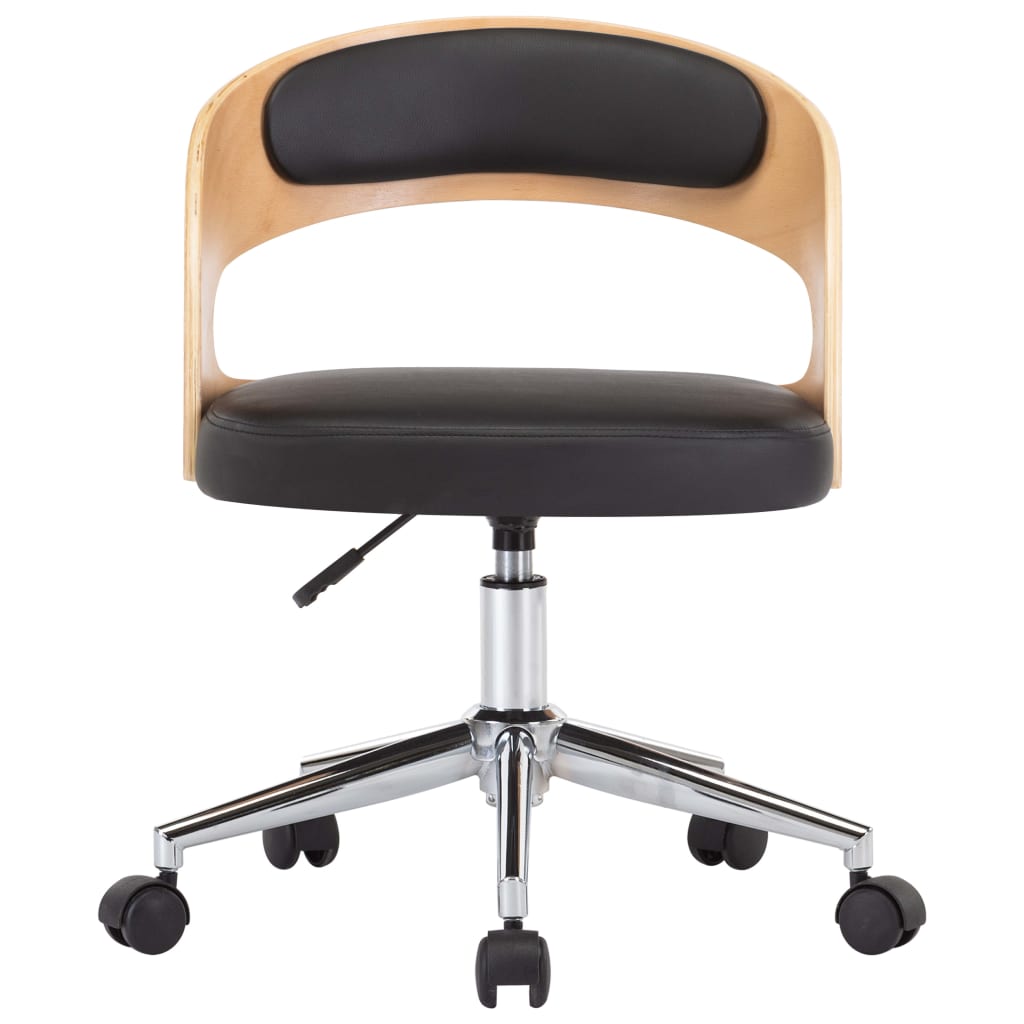 vidaXL Drehbarer Bürostuhl Schwarz Bugholz und Kunstleder - Image 3