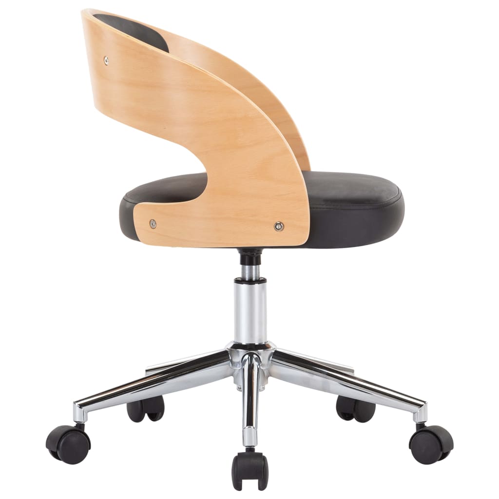 vidaXL Drehbarer Bürostuhl Schwarz Bugholz und Kunstleder - Image 4