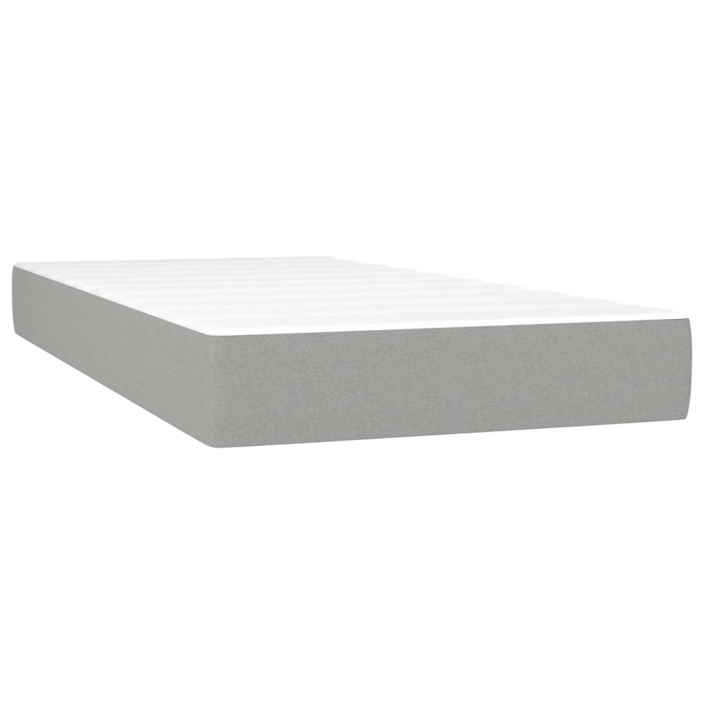 vidaXL Boxspringbett mit Matratze & LED Hellgrau 100x200 cm Stoff - Image 6