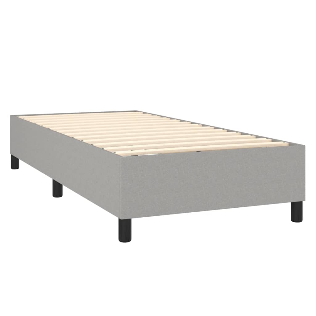 vidaXL Boxspringbett mit Matratze & LED Hellgrau 100x200 cm Stoff - Image 5