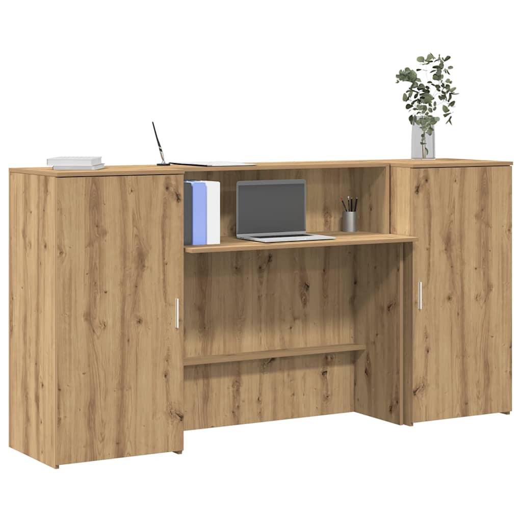 vidaXL Bureau réception chêne artisanal 200x50x103,5cm bois ingénierie