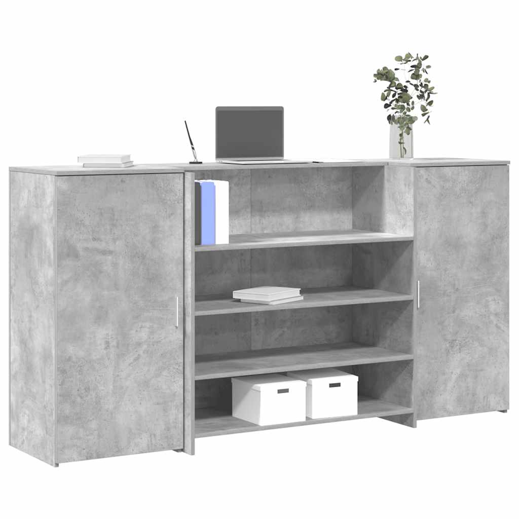 vidaXL Bureau de réception gris béton 200x50x103,5cm bois d'ingénierie