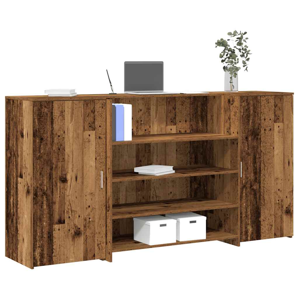 vidaXL Bureau de réception vieux bois 200x50x103,5cm bois d'ingénierie