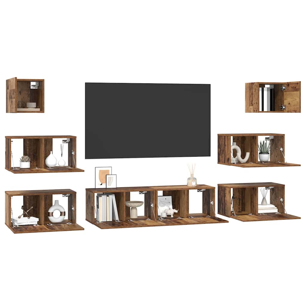 vidaXL Conjunto de mueble de TV 8 pcs Madera envejecida - Image 3
